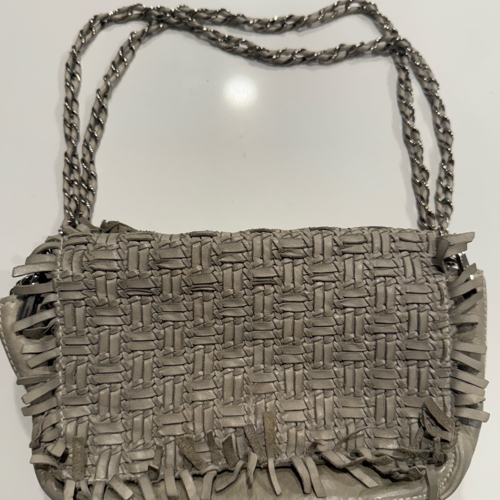 Woven Gray Shoulder Bag